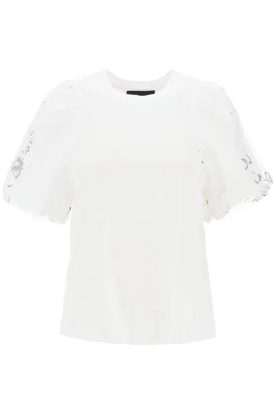 Simone Rocha Embroidered Puff Sleeve A-line T-shirt In White
