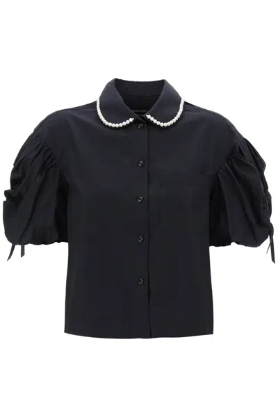Simone Rocha Puff Sleeve Boxy Shirt In Black