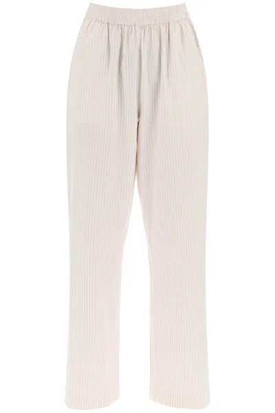 Skall Studio "organic Cotton Striped Claudia Pants" In Beige,white