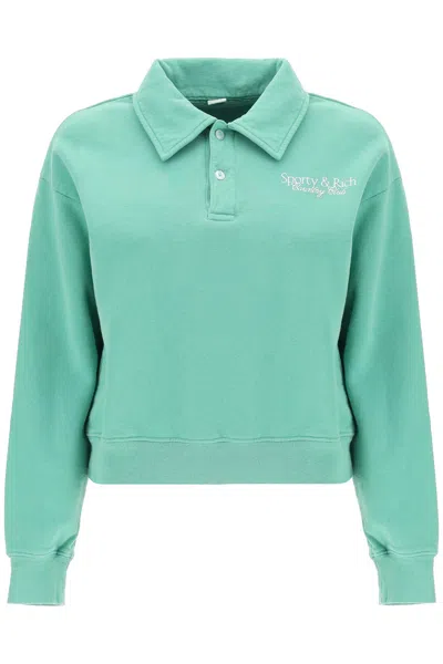 Sporty And Rich Sporty & Rich 'sr Country Club' Polo Sweatshirt In Green