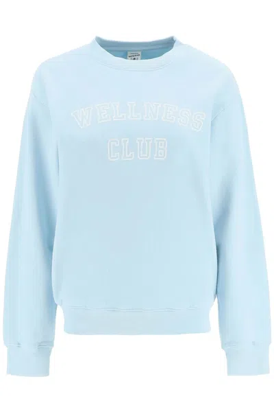 Sporty And Rich Crew-neck Sweatshirt With Lettering Print In Light Blue