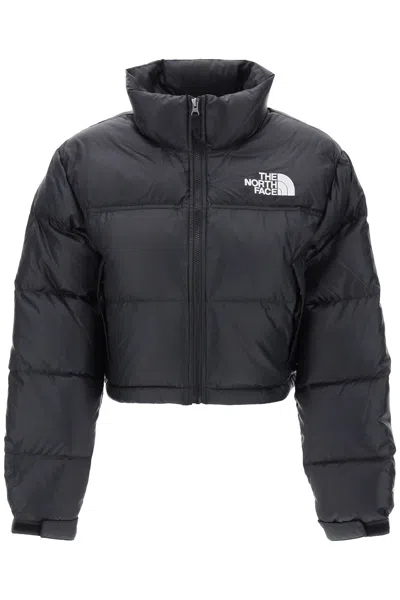 The North Face Nuptse Cropped Hooded Jacket In Black