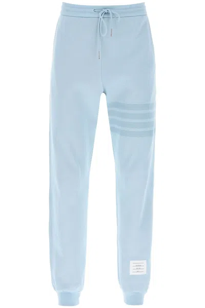 Thom Browne 4-bar Joggers In Cotton Knit In Light Blue