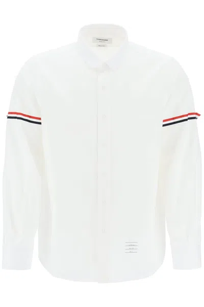 Thom Browne Seersucker Shirt With Rounded Collar Men In White