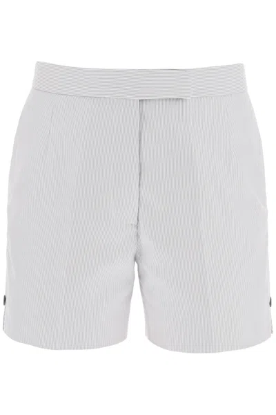 Thom Browne White Classic Backstrap Shorts In Pincord