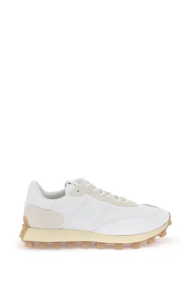 Tod's Leather And Fabric 1t Sneakers In White,beige