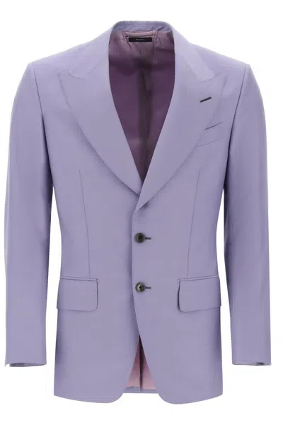 Tom Ford Atticus Wool And Silk Blend Blazer In Purple
