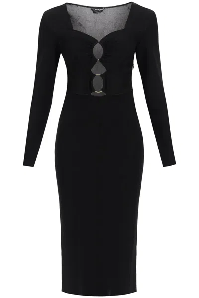 Tom Ford Knitted Midi Dress With Cut-outs In Black