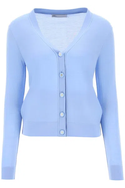 Tory Burch 'simone' Wool And Silk Cardigan In Light Blue