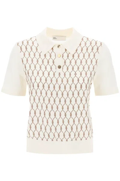 Tory Burch Silk-front Polo In White