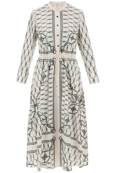 Tory Burch Printed Silk Shirtdress In Green