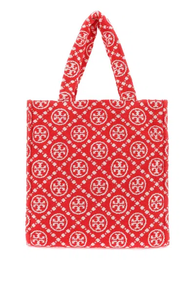 Tory Burch T Monogram Terry Tote Bag In Red