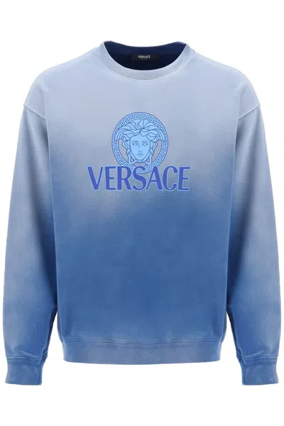 Versace Medusa Tie-dye Cotton Jersey Sweatshirt In Mixed Colours