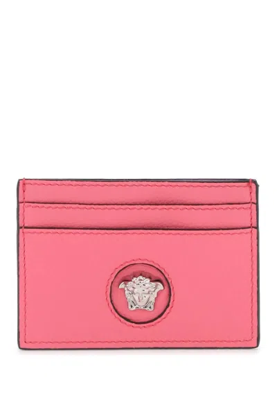 Versace La Medusa Plaque Cardholder In Fuchsia