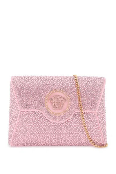 Versace La Medusa Crystal Clutch Bag In Pink