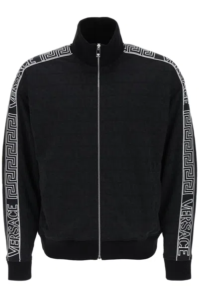 Versace Techno  Allover Track Sweatshirt In Black