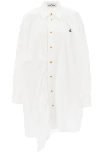 Vivienne Westwood Gibbon Asymmetric Shirt Dress With Cut Outs In White