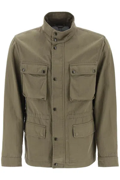 Woolrich "field Jacket In Cotton And Linen Blend" In Green