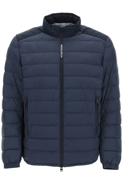 Woolrich Quilted Zipped Down Jacket In Blue