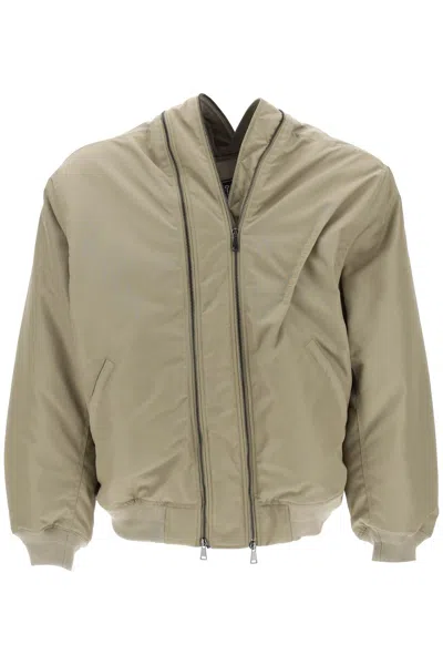 Y/project Y Project Nylon Bomber Jacket With Double Zipper Closure In Khaki
