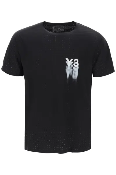 Y-3 Short-sleeved Perforated Jersey T In Black