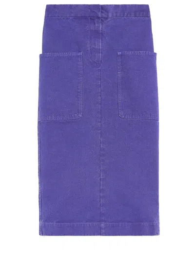 Max Mara Cardiff Cotton Canvas Midi Pencil Skirt In Purple