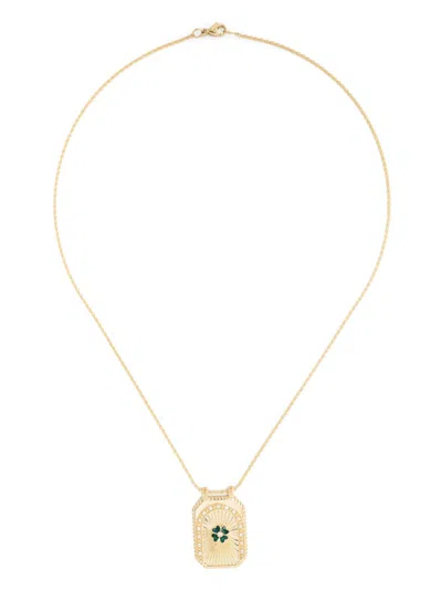 Marie Lichtenberg 18kt Yellow Gold Clover Scapular Diamond Necklace