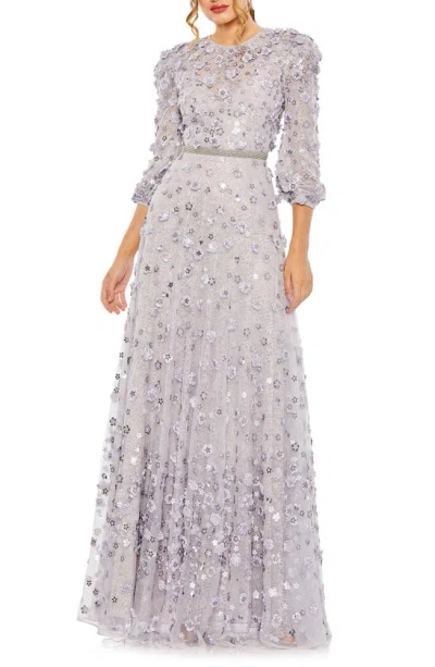 Mac Duggal Women's Floral-appliqué Tulle A-line Gown In Lavender