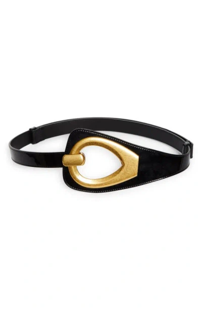 Tom Ford Cut-out Leather & Brass Belt In Black