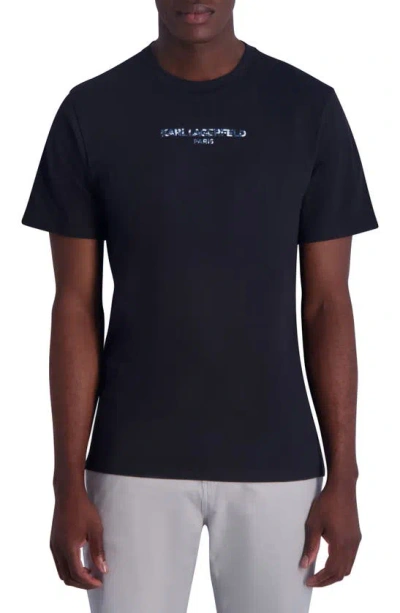 Karl Lagerfeld Raised Camo Logo Graphic T-shirt In Black