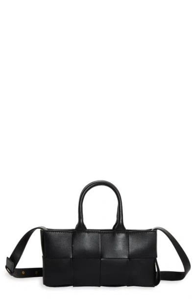 Bottega Veneta East West Mini Arco Leather Tote Bag In Black