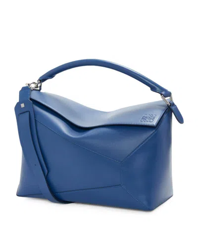 Loewe Leather Puzzle Top-handle Bag In Blue