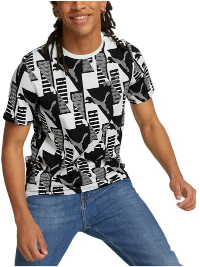 Puma Mens Monogram Crewneck Shirts & Tops In Black