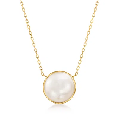 Ross-simons 8-8.5mm Cultured Pearl Necklace In 14kt Yellow Gold In Multi