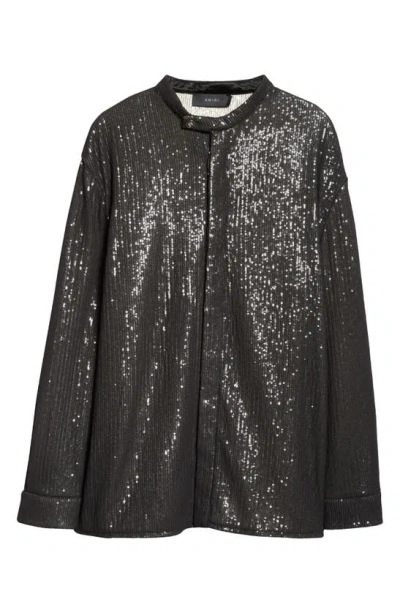 Amiri Sequined Tab Collar Shirt In Black