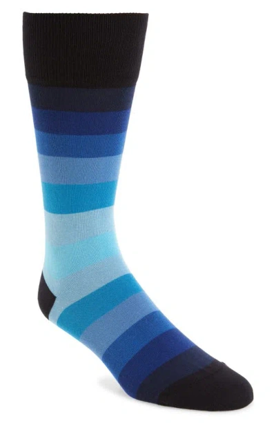 Paul Smith Blue Cotton-blend Gradient Stripe Socks In Navy