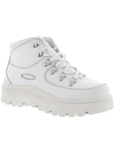 Skechers Shindigs-renegade Heart Womens Leather Ankle Hiking Boots In White
