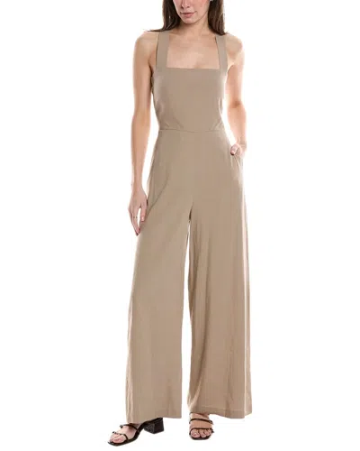 Theory Crossback Linen-blend Jumpsuit In Brown