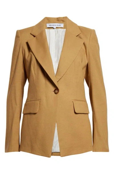 Veronica Beard Hayward Stretch-linen Dickey Jacket In Desert Khaki