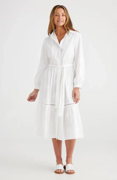 Brave + True Reggiani Floral Long Sleeve Cotton Shirtdress In White