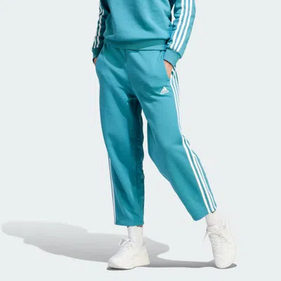 Adidas Originals Women's Adidas Essentials 3-stripes Open Hem Fleece Pants In Blue