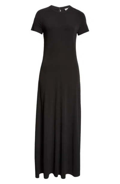 Totême Short-sleeve Gathered Maxi Dress In Black 001