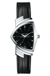 Hamilton Ventura Leather Strap Watch, 32mm X 36mm In Black