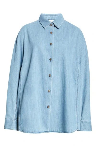 Dries Van Noten Casio Denim Button-front Shirt In Light Blue 514