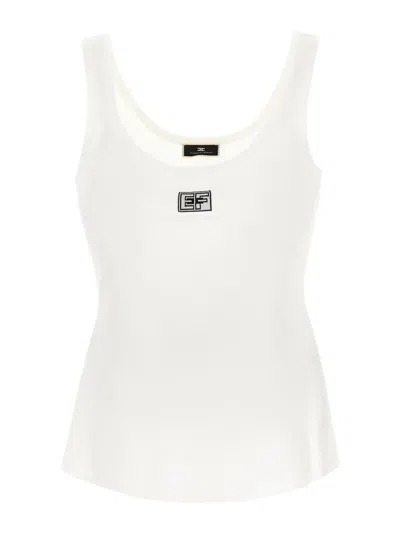 Elisabetta Franchi Logo Tank Top In White