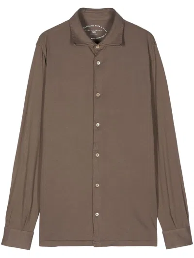 Fedeli Jersey Cotton Shirt In Brown