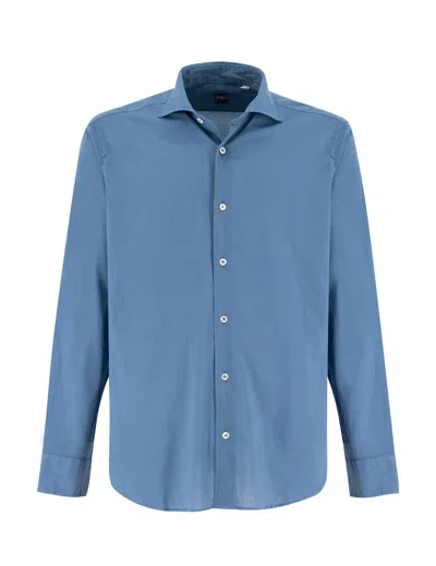 Fedeli Long-sleeve Stretch-cotton Shirt In 917
