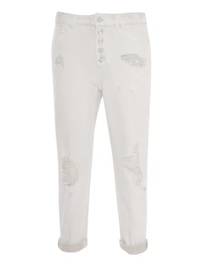 Dondup Frayed White Jeans