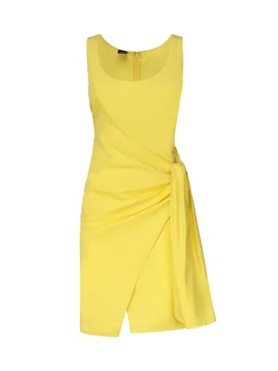 Pinko Acallide Wrap Midi Dress In Yellow