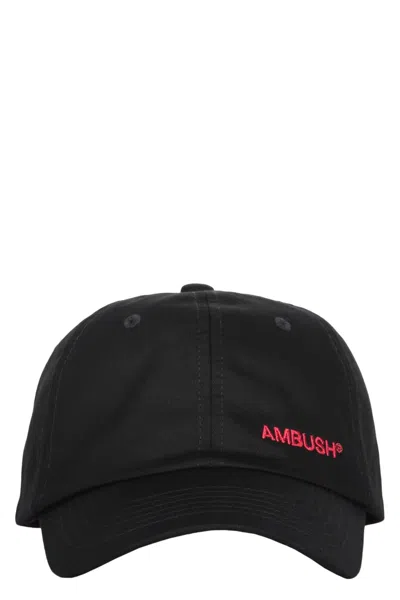 Ambush Solid Color Cap With Embroidered Logo In Black